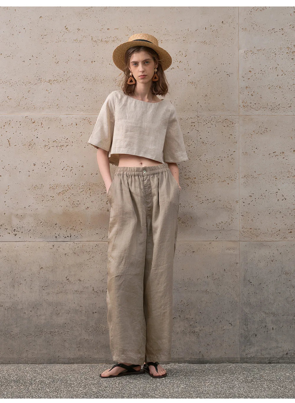Duttini | Boxy Linen Crop Top