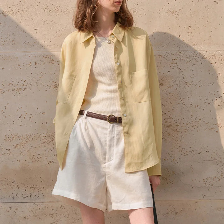 Duttini | Oversized Linen Shirt for Women in White