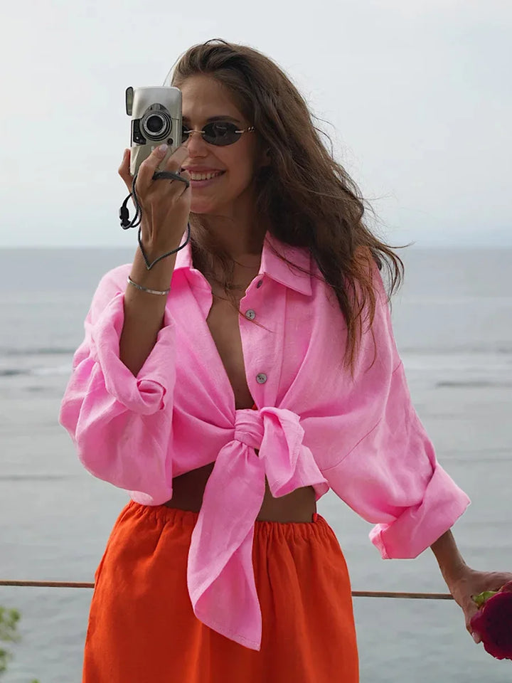 Duttini | Cotton Relaxed Shirt for Women in Capri Color