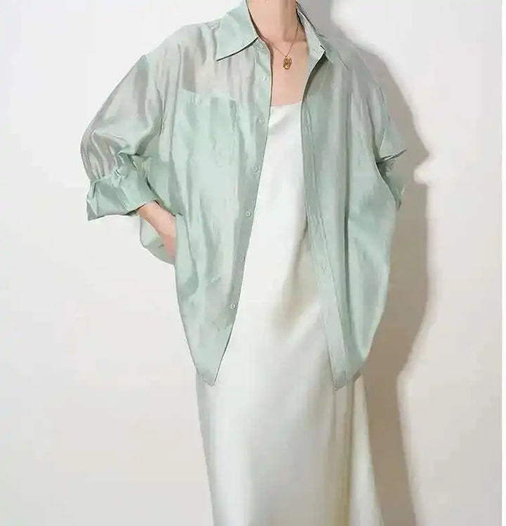 Duttini | Silk Poplin Blouse for Women in Flowing Fit