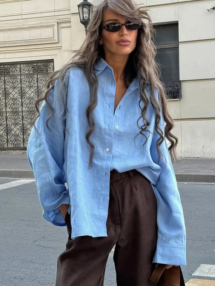 Duttini | Cotton Relaxed Shirt for Women in Capri Color