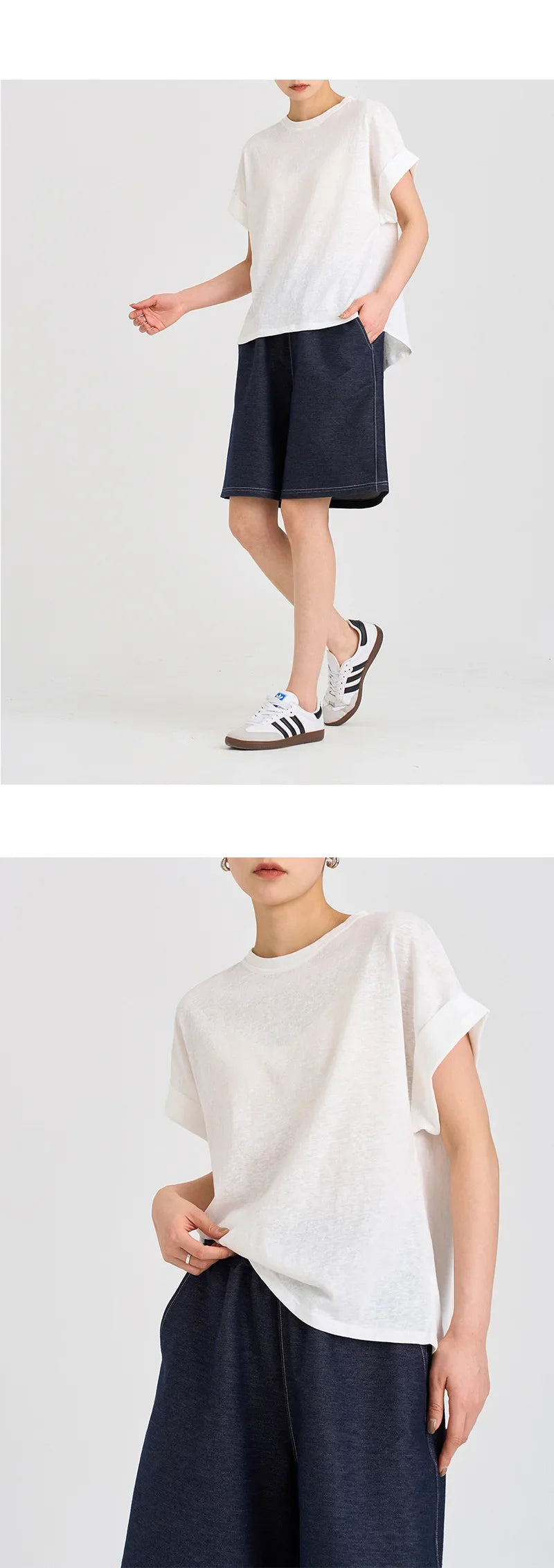 Duttini | Oversized Tee for Women in Cotton Blend, White