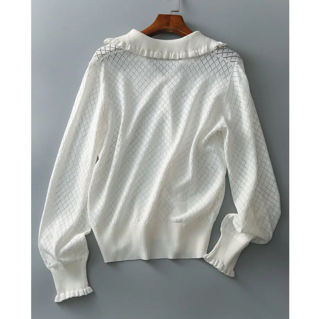 Duttini | Diamond Knit Top for Women in Light Blue