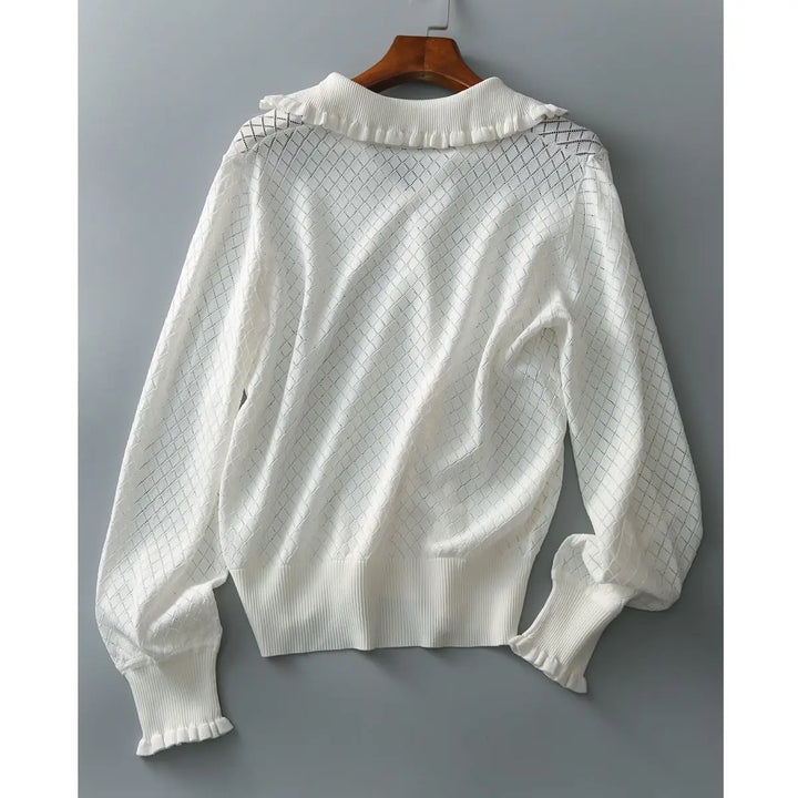 Duttini | Diamond Knit Top for Women in Light Blue