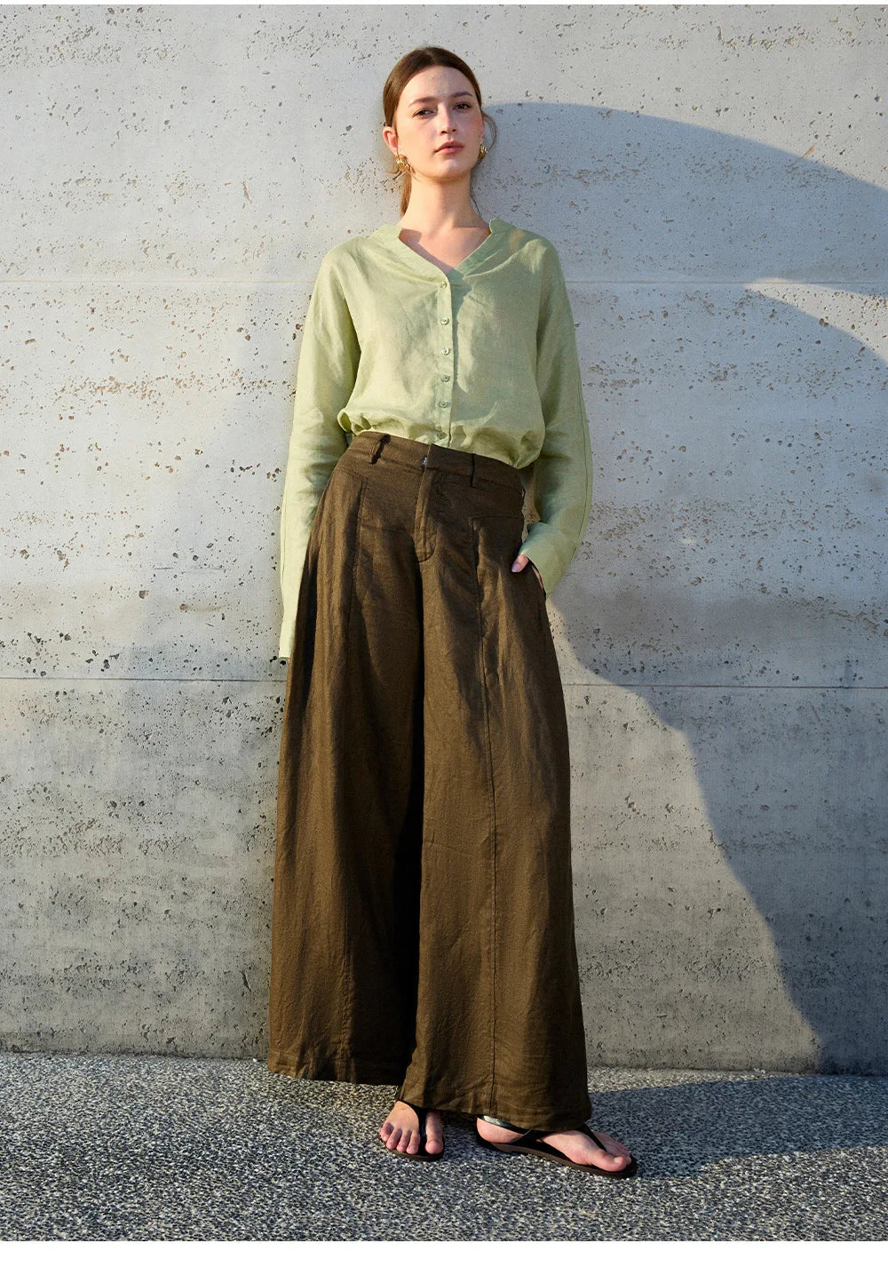 Duttini | Linen V-Neck Shirt for Women