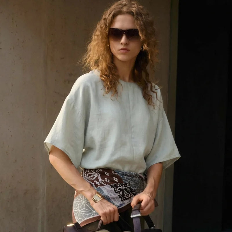 Duttini | Flared Sleeve Linen Pullover for Women