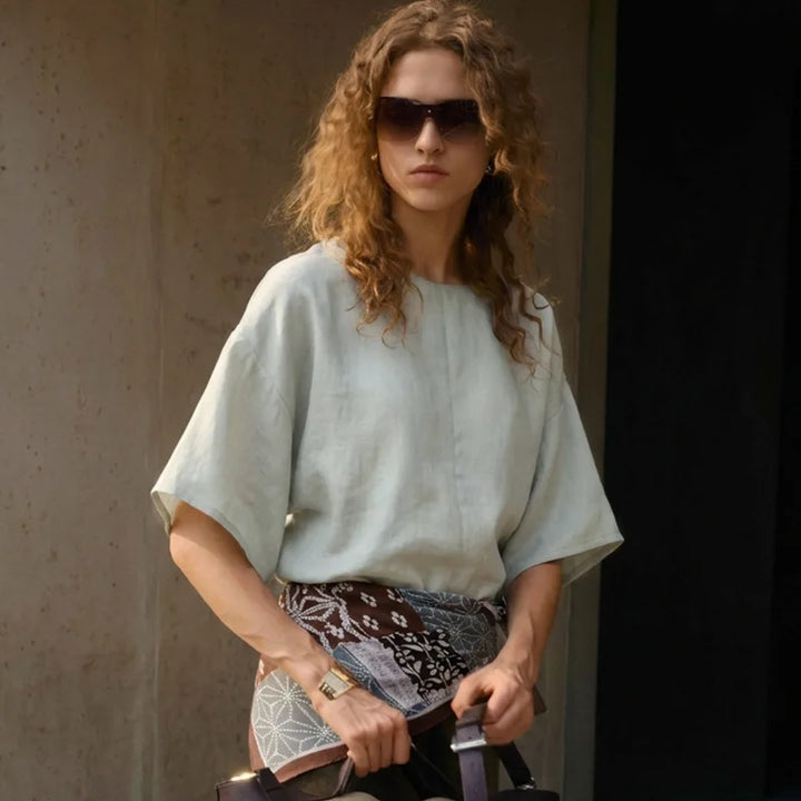 Duttini | Flared Sleeve Linen Pullover for Women