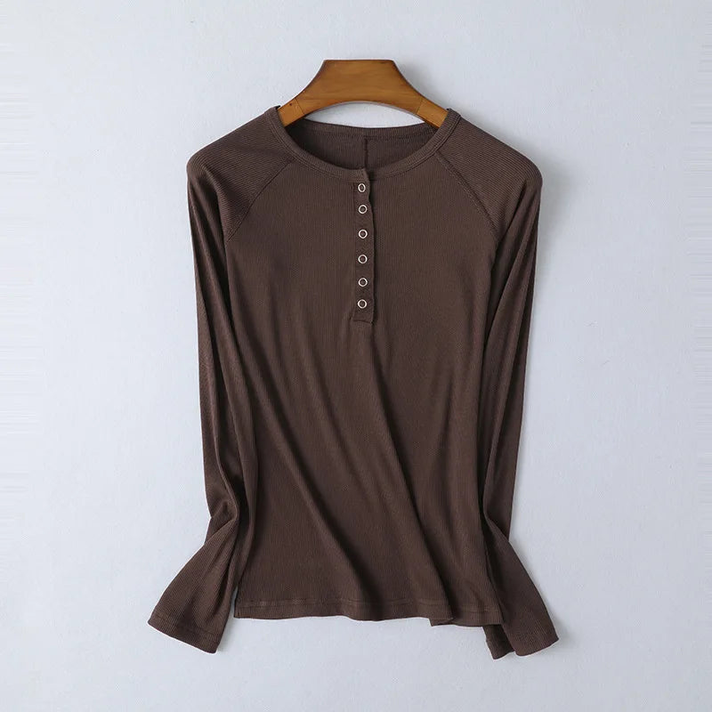 Duttini | Pop-Button Top for Women in Cotton Blend, Fitted, Black