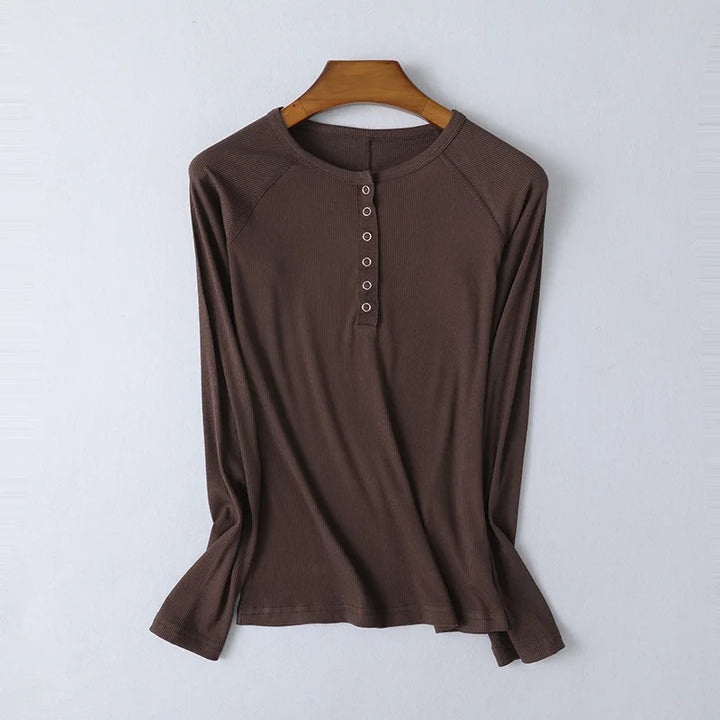 Duttini | Pop-Button Top for Women in Cotton Blend, Fitted, Black