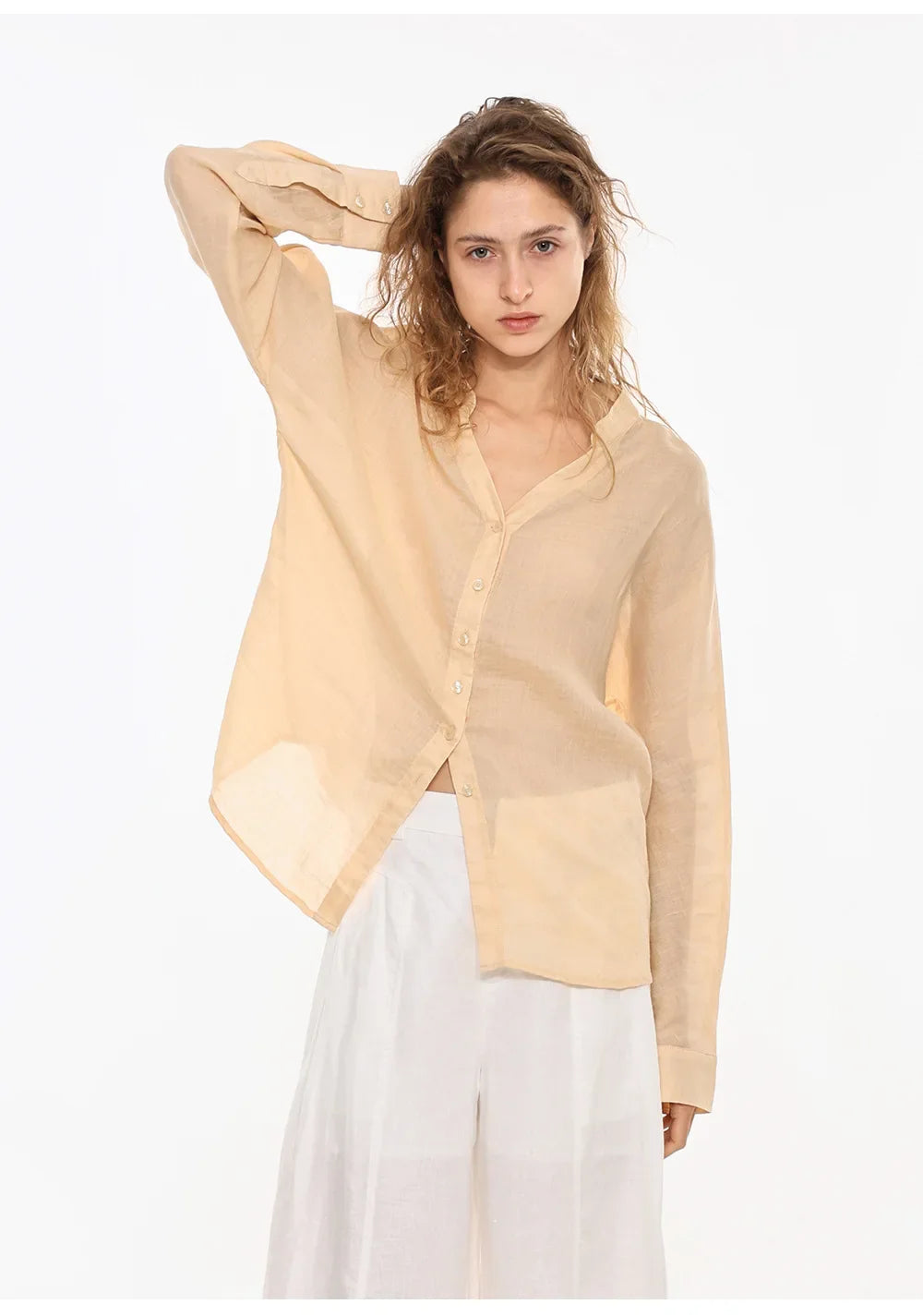 Duttini | Linen V-Neck Shirt for Women