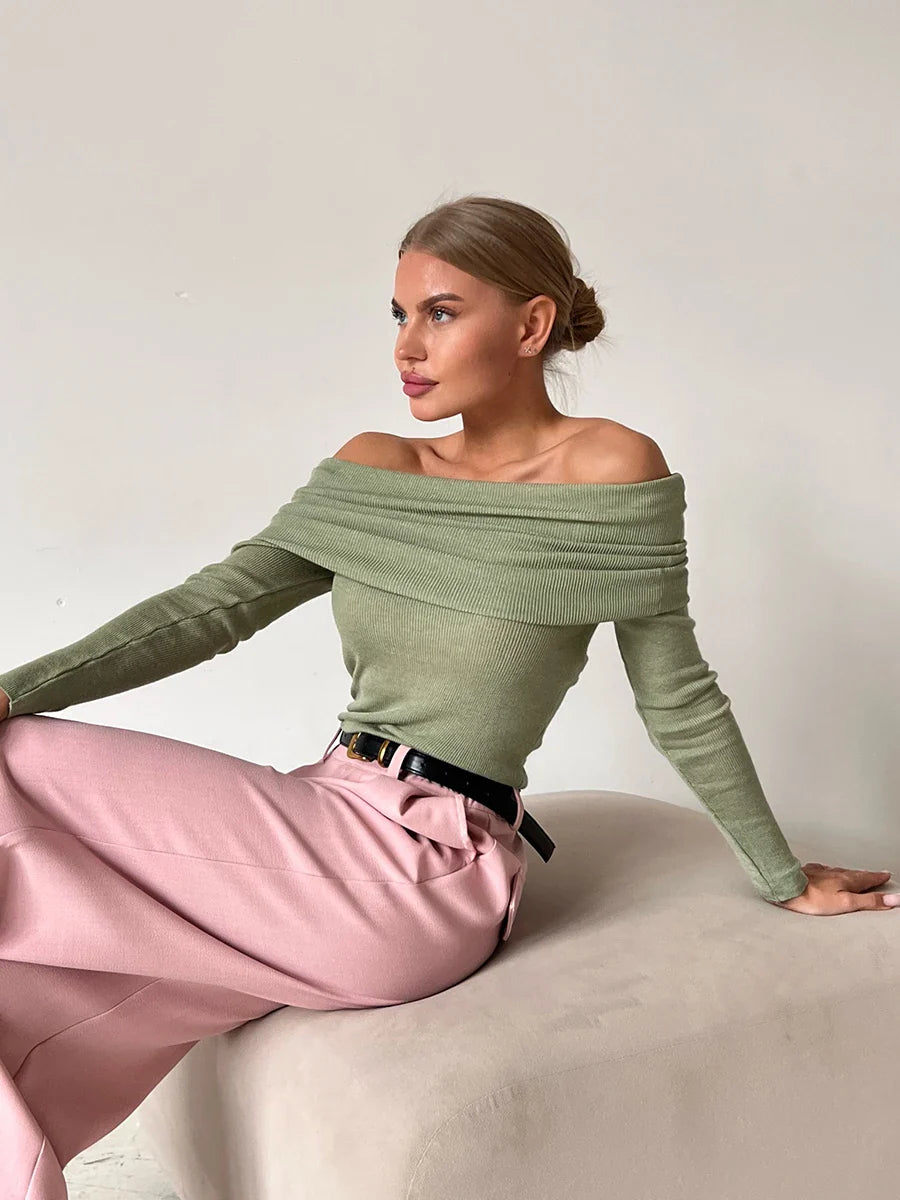 Duttini | Off-Shoulder Knit Top for Women in Black
