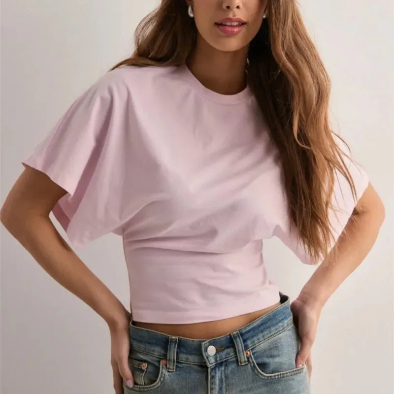 Duttini | Drape Cotton Tee for Women in White