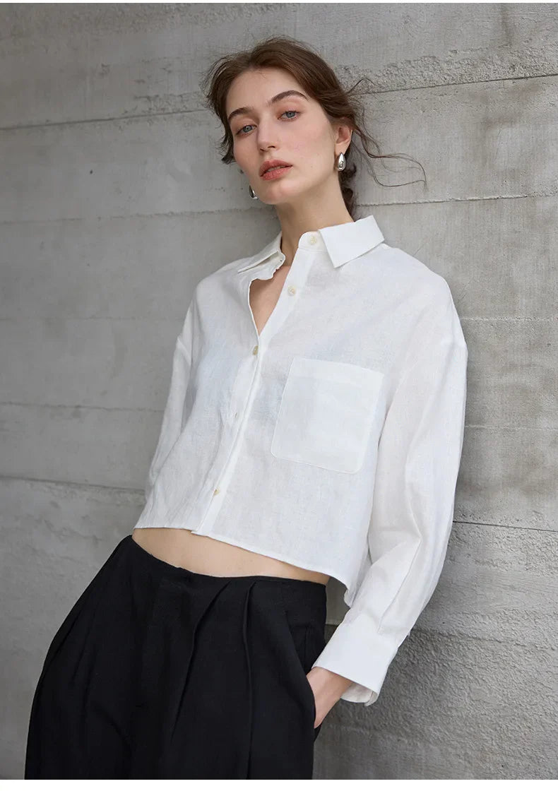 Duttini | Cropped Linen Overshirt for Women