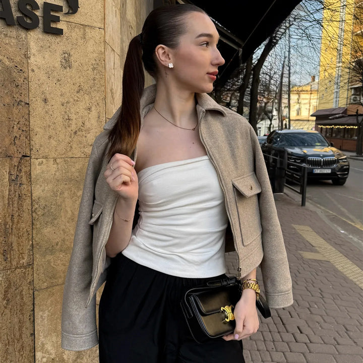 Duttini | Women’s Wool Bomber Jacket with Zipper