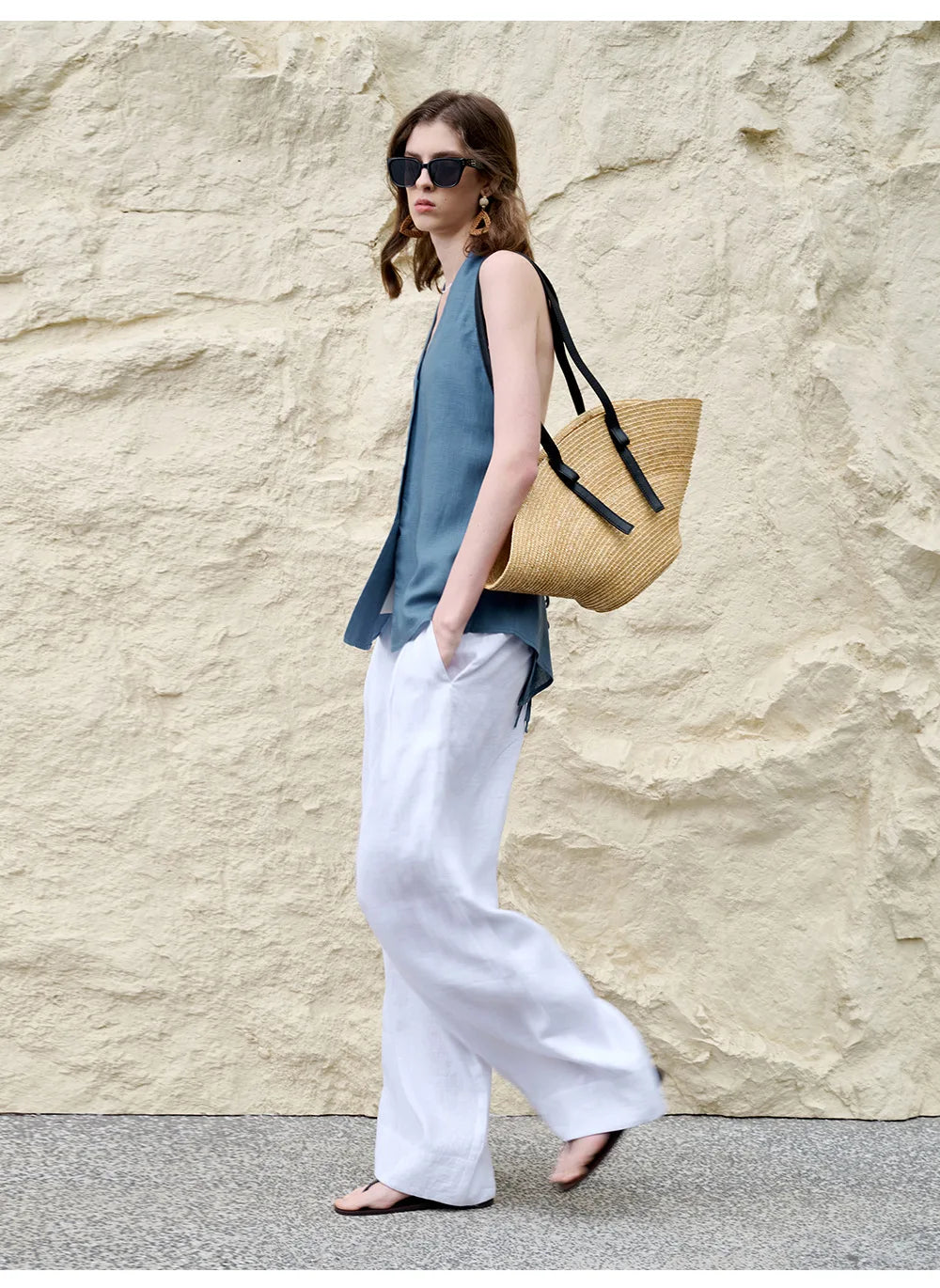 Duttini | Linen Halter Waistcoat Top for Women