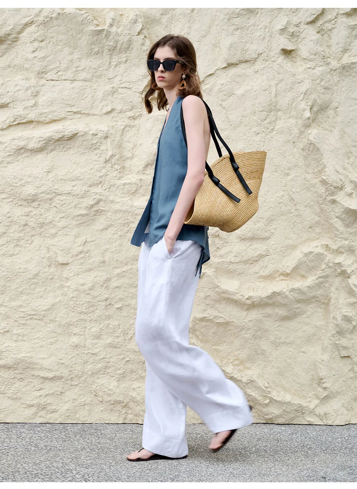 Duttini | Linen Halter Waistcoat Top for Women