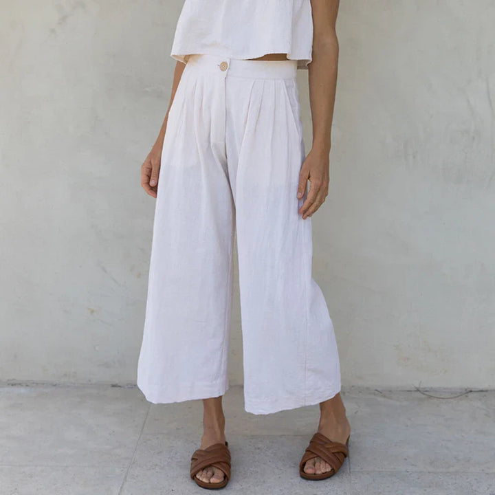 Duttini | Pleated Linen Culotte Pant for Women
