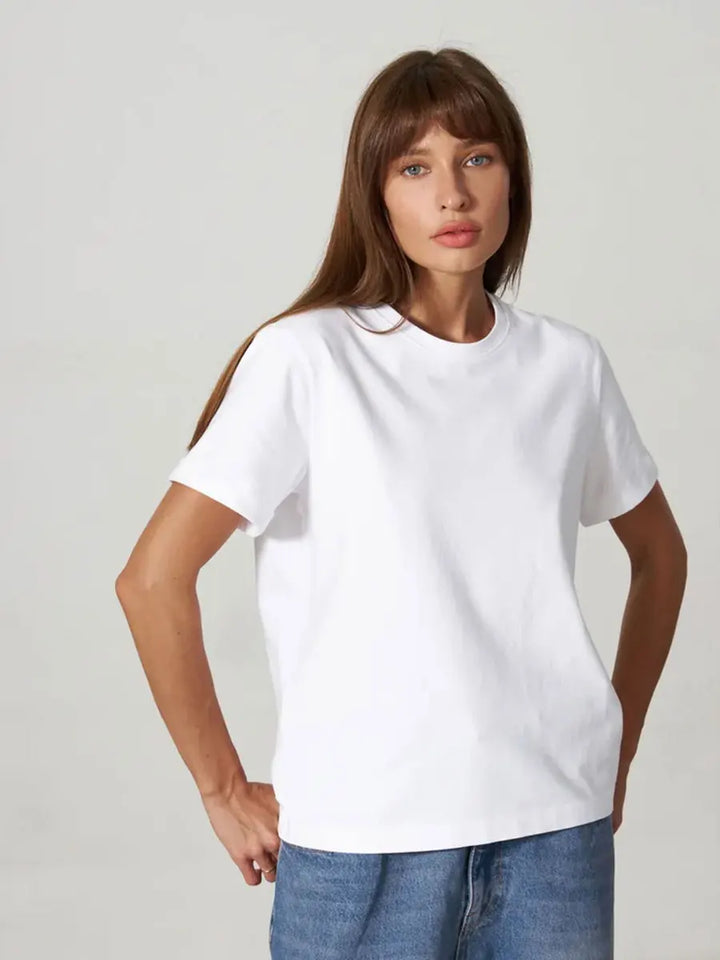 Duttini | Cotton Tee for Women in White, Casual Fit