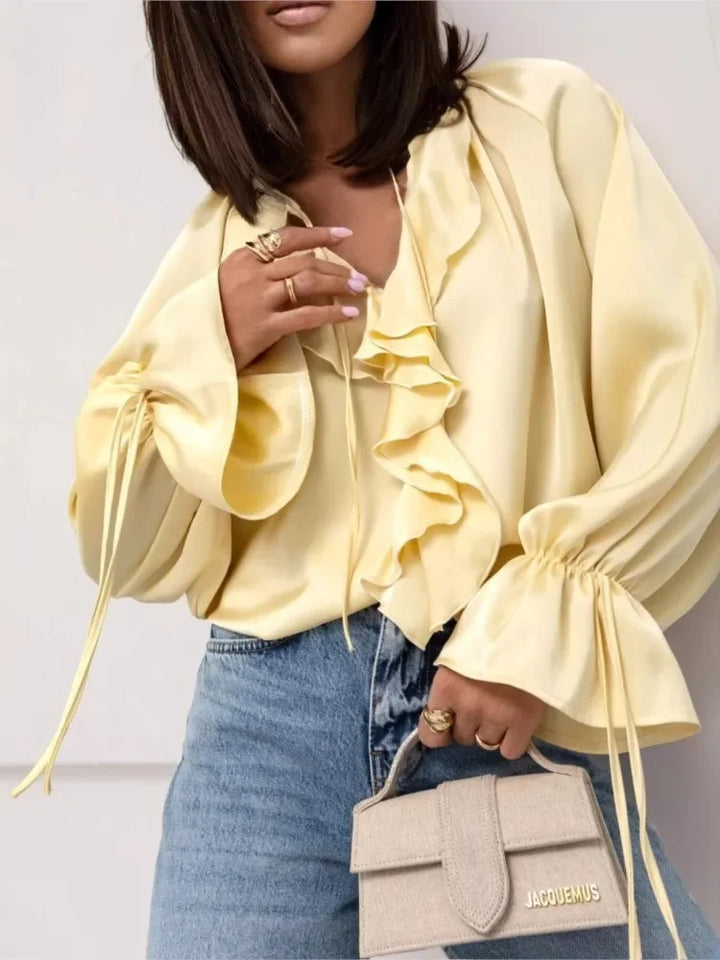 Duttini | Satin Ruffle Blouse for Women