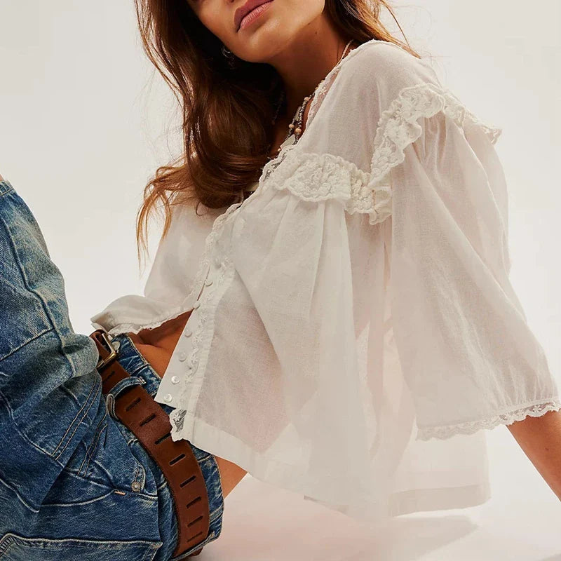 Duttini | Ruffle Blouse for Women in Lightweight Fabric