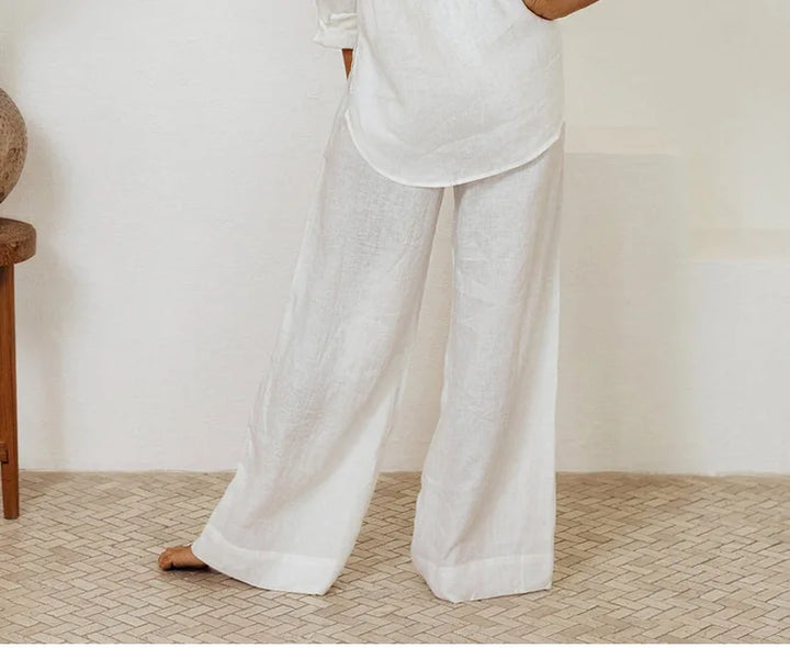 Duttini | Linen Wide Leg Pant for Women in Ruffle Style