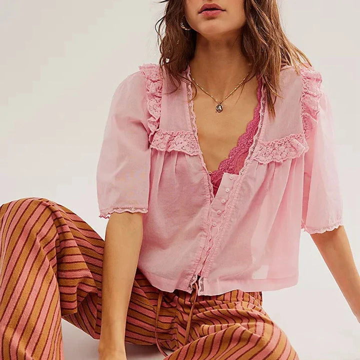 Duttini | Ruffle Blouse for Women in Lightweight Fabric
