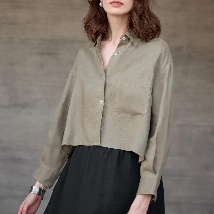 Duttini | Cropped Linen Overshirt for Women