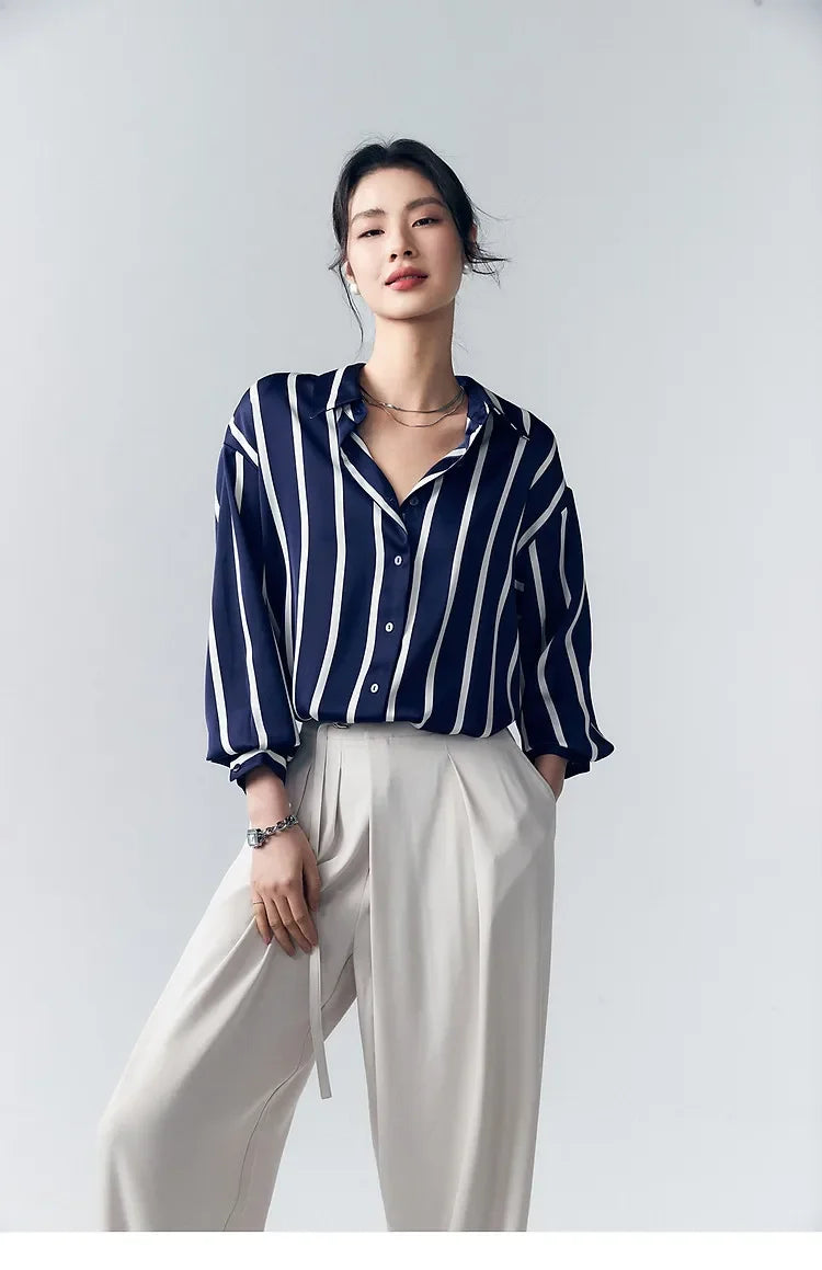 Duttini | Stripe Satin Blouse for Women