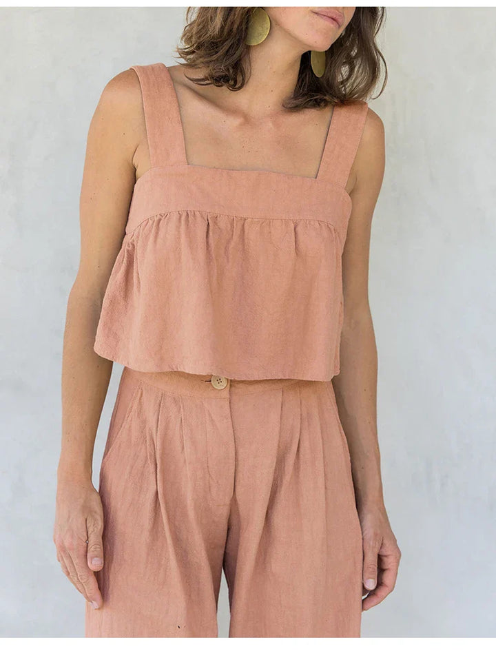 Duttini | Pleated Linen Culotte Pant for Women