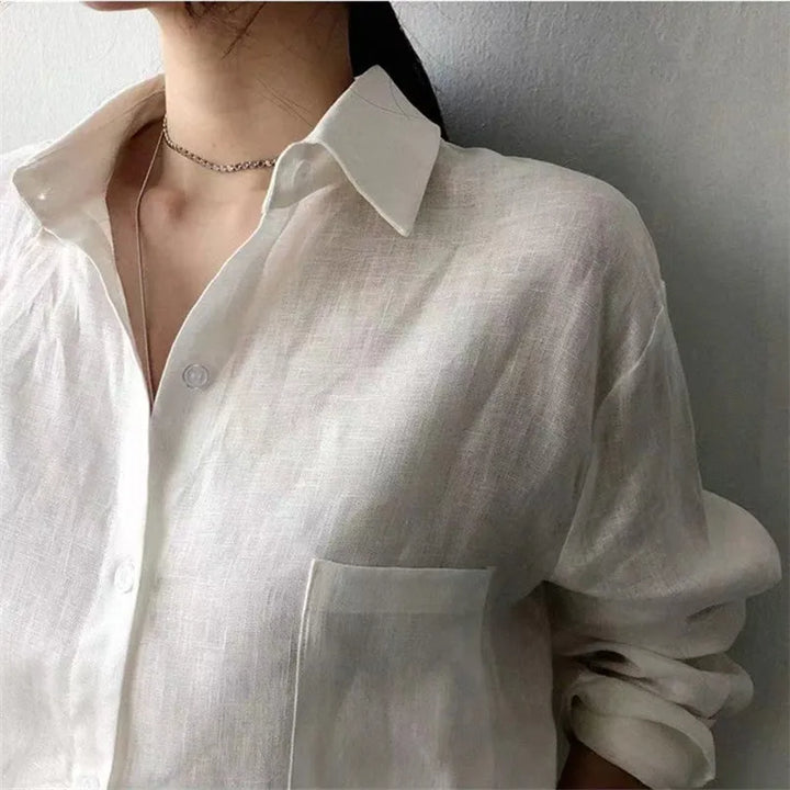 Duttini | Soft Linen Open Collar Shirt