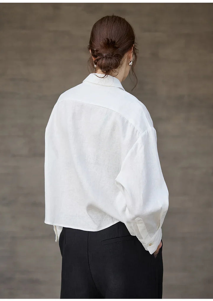 Duttini | Cropped Linen Overshirt for Women
