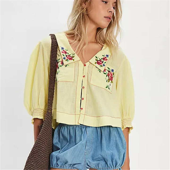 Duttini | Floral Embroidered Crop Blouse for Women