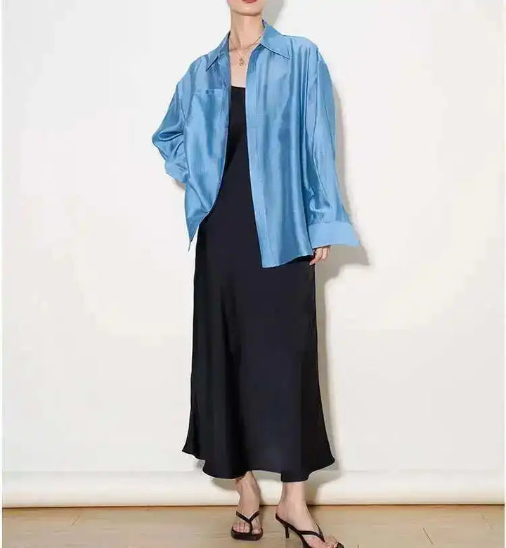 Duttini | Silk Poplin Blouse for Women in Flowing Fit