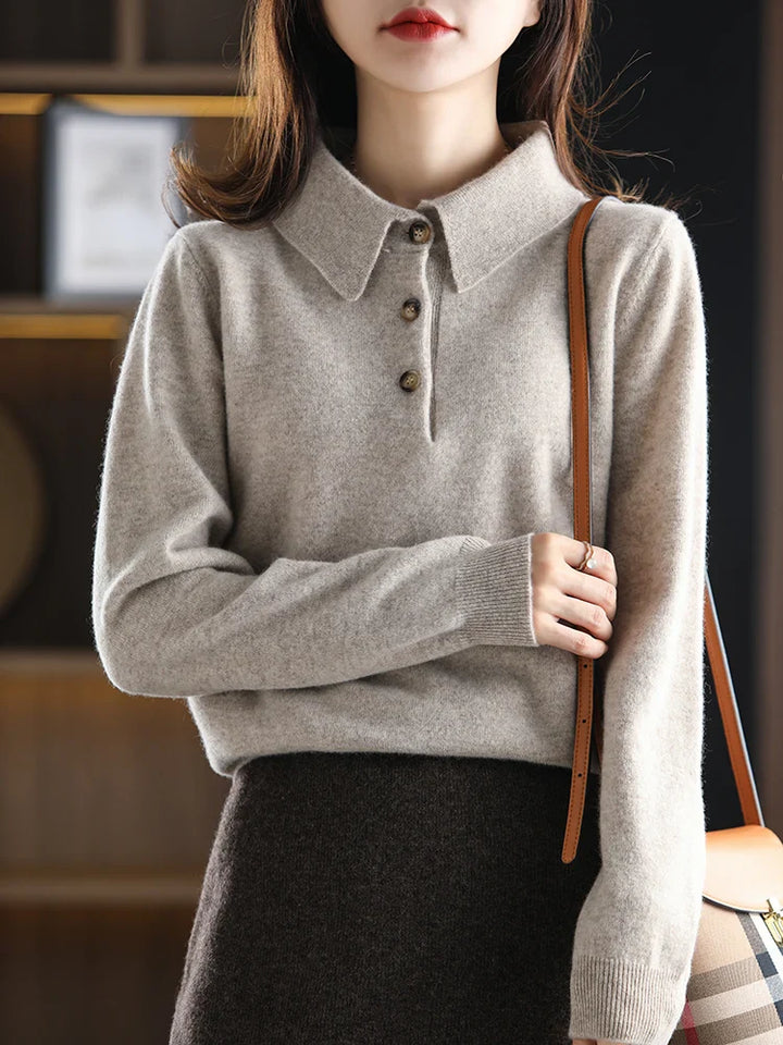 Duttini | Wool Polo Sweater for Women in Classic Fit, Navy