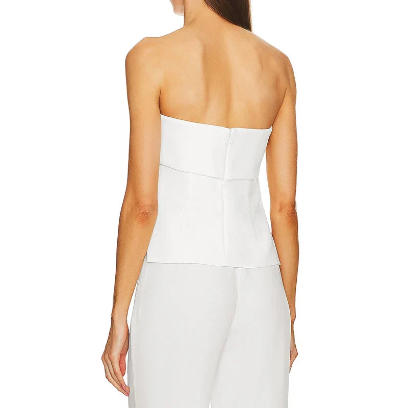 Duttini | Linen Strapless Tube Crop Top for Women