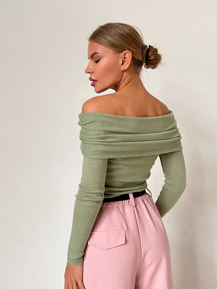 Duttini | Off-Shoulder Knit Top for Women in Black