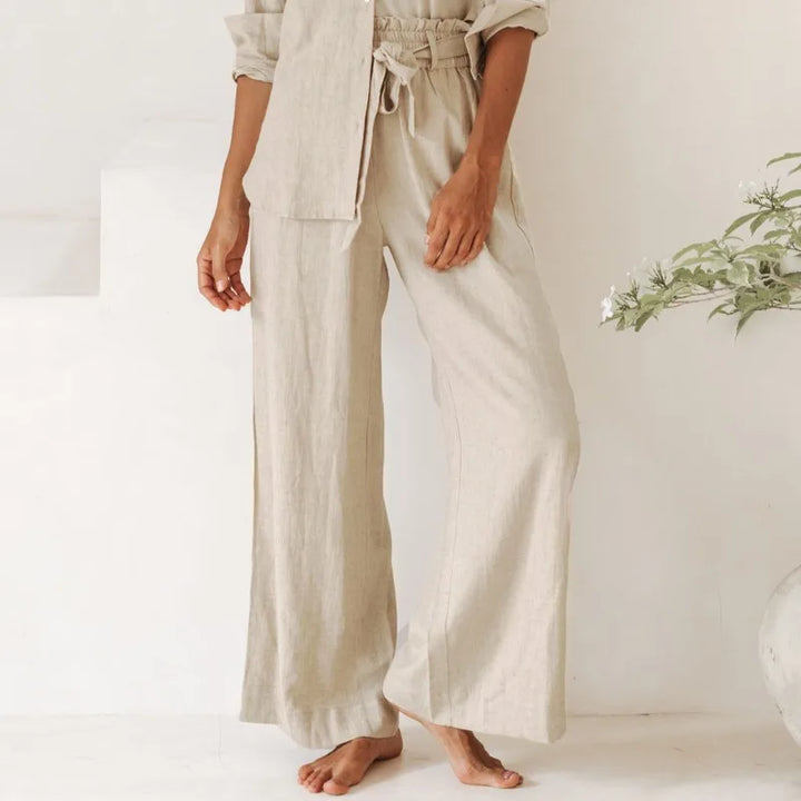 Duttini | Linen Wide Leg Pant for Women in Ruffle Style