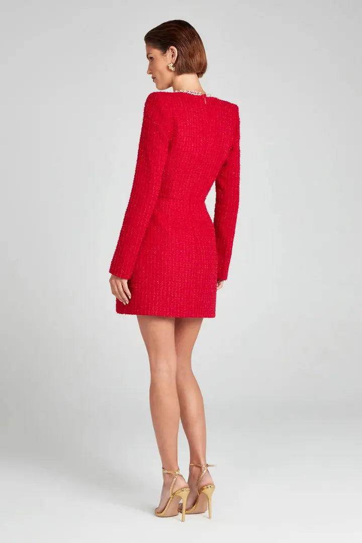Duttini | Tweed Pearl Trim Blazer Mini Dress
