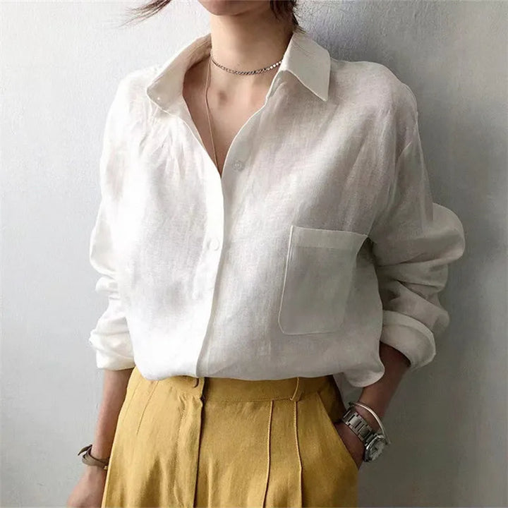 Duttini | Soft Linen Open Collar Shirt