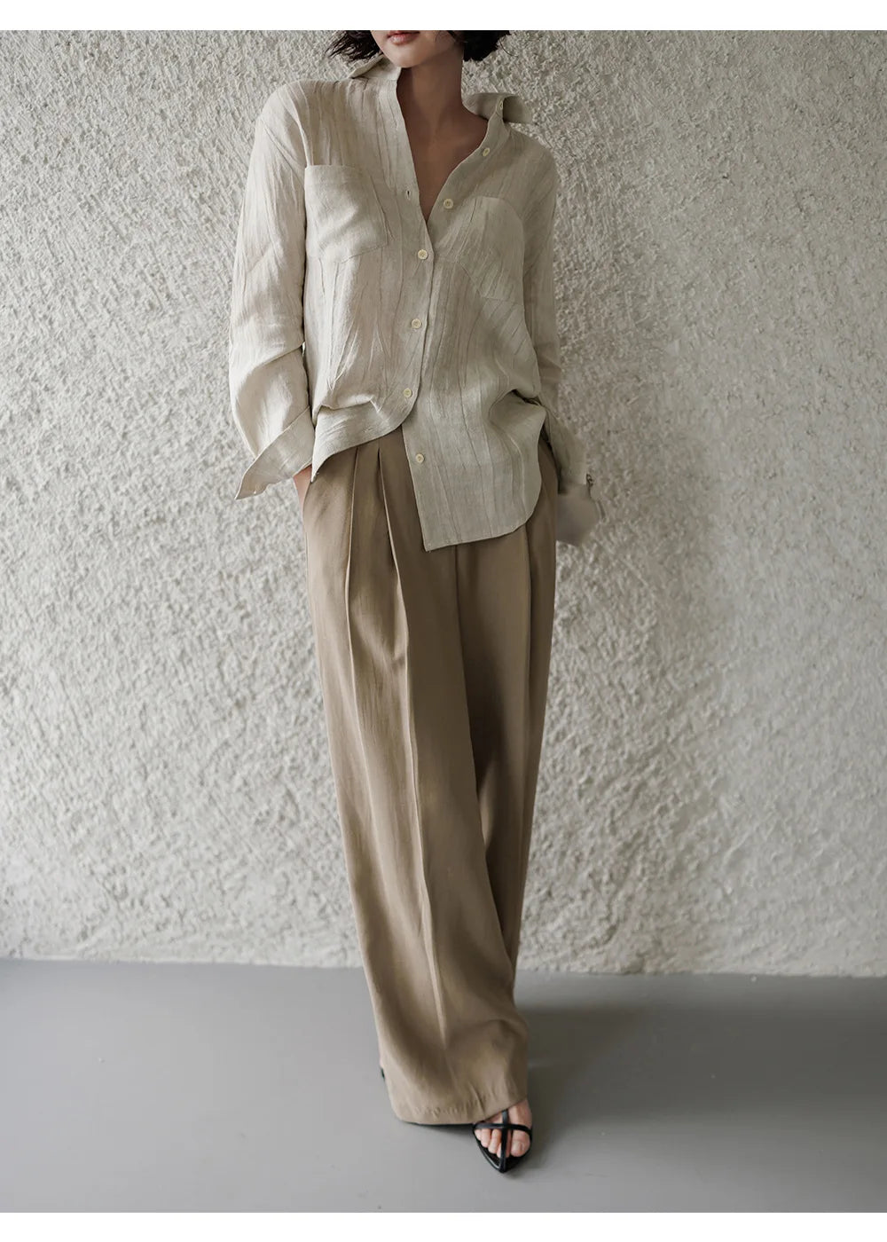 Duttini | Pleated Linen Button Shirt
