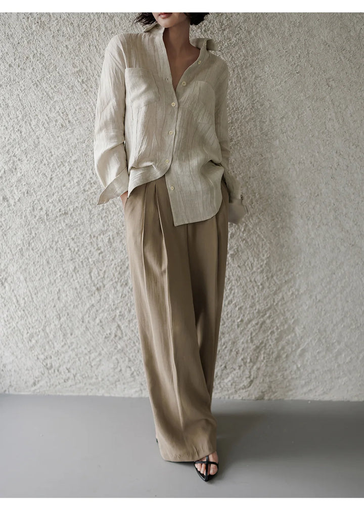 Duttini | Pleated Linen Button Shirt