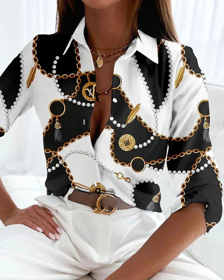 Duttini | Chic Contemporary Printed Blouse with Graceful Drape
