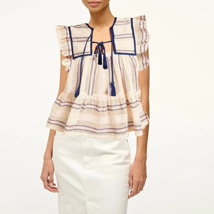 Duttini | Paisley Tassel Ruffle Blouse