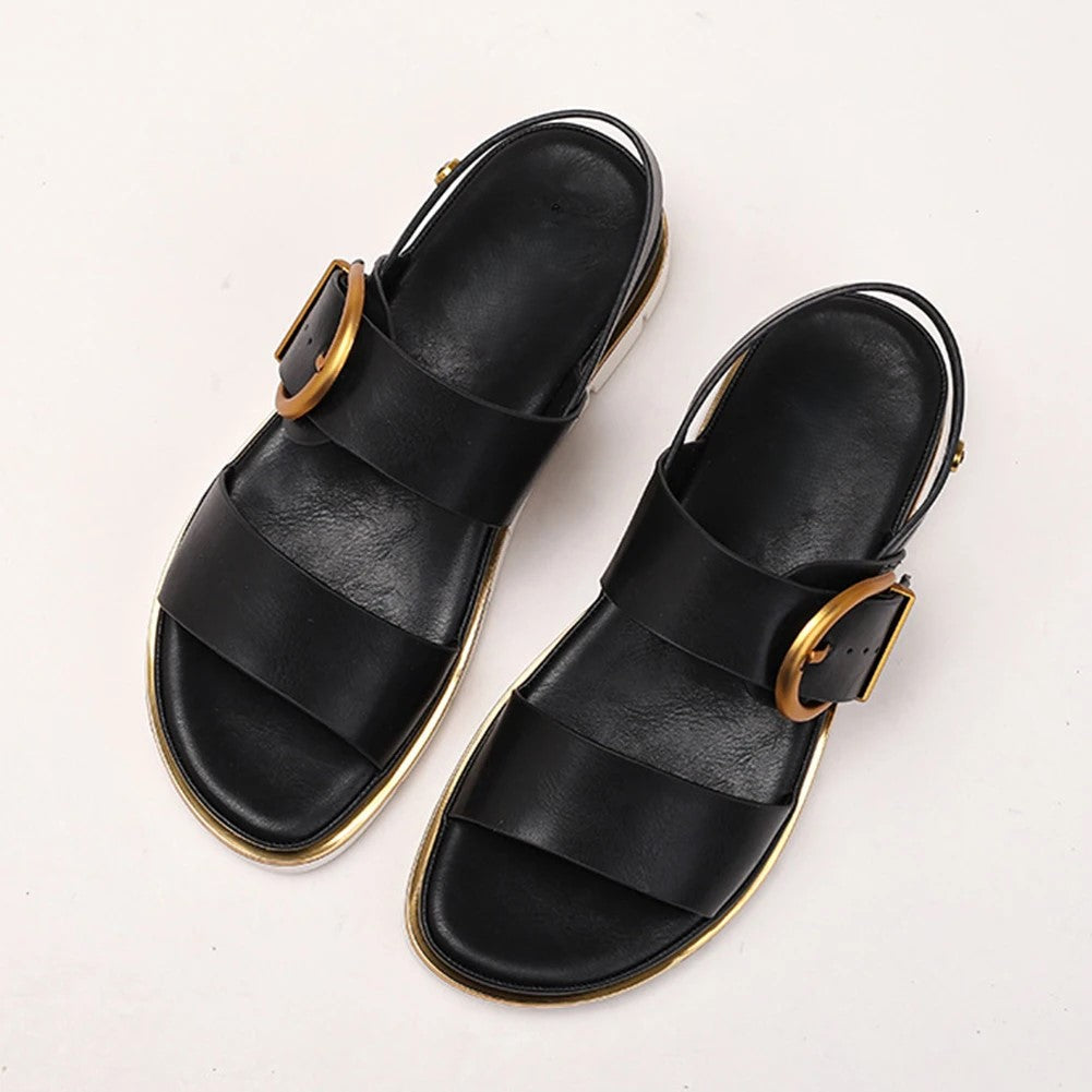 Duttini | Gold-Buckle Strap Sandals