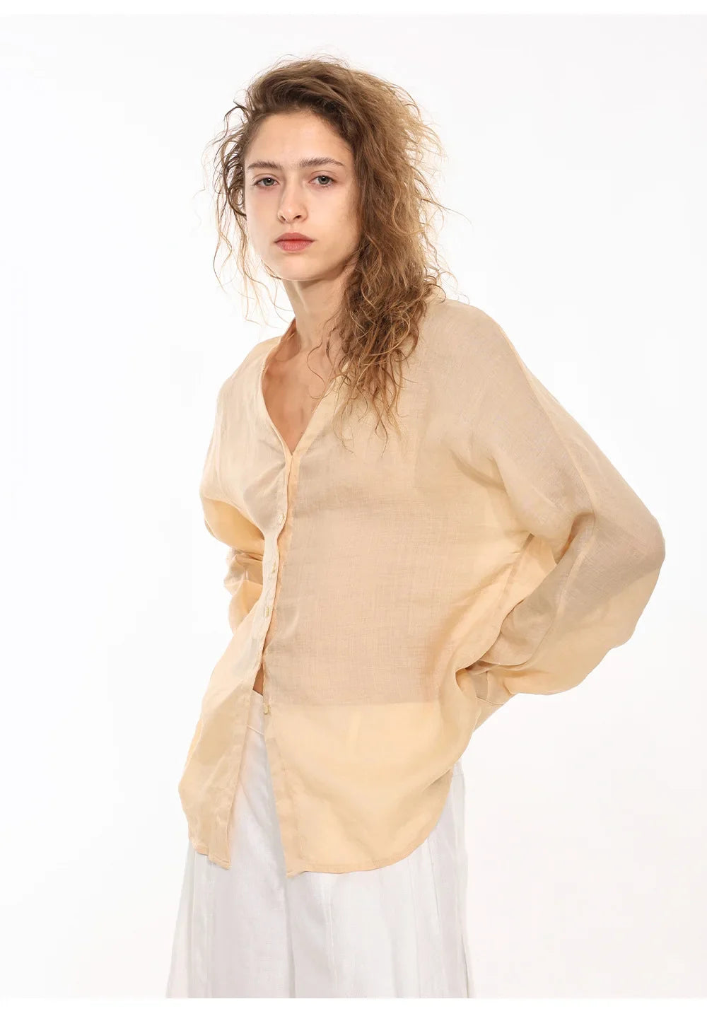 Duttini | Linen V-Neck Shirt for Women