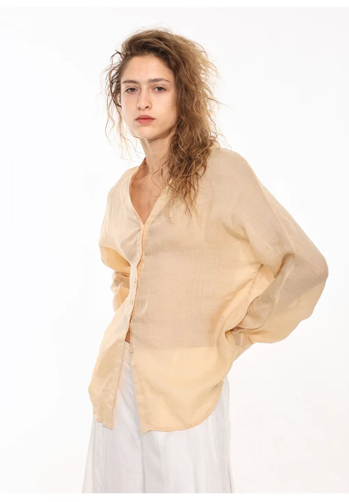 Duttini | Linen V-Neck Shirt for Women