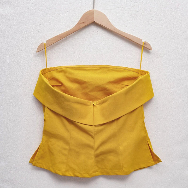 Duttini | Linen Strapless Tube Crop Top for Women