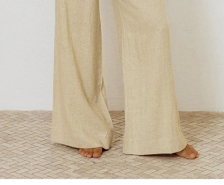 Duttini | Linen Wide Leg Pant for Women in Ruffle Style