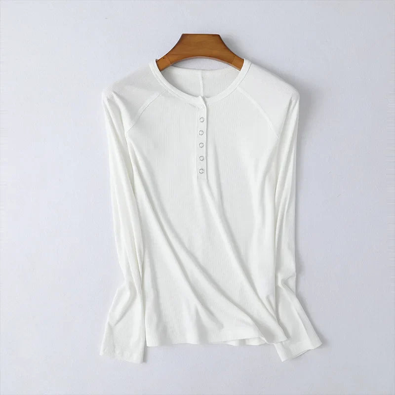 Duttini | Pop-Button Top for Women in Cotton Blend, Fitted, Black