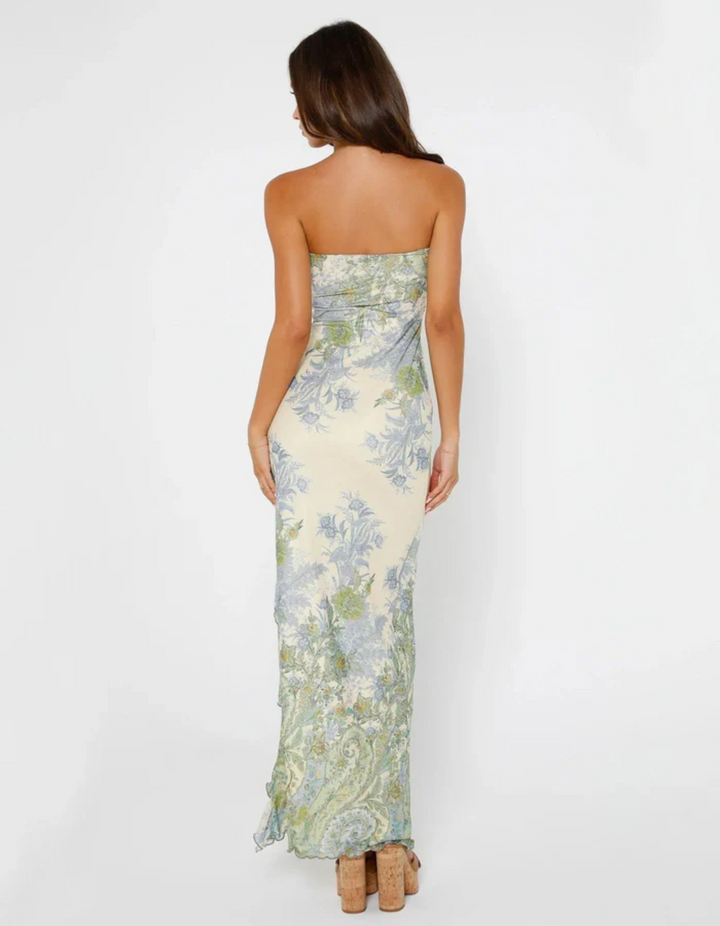 Duttini | Floral Print Strapless Maxi Dress